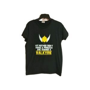 Viking Princess T-Shirt Size Medium Valkyries Black Yellow Graphic Gildan Tee